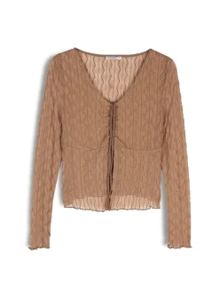 GATE Strukturalny półprzezroczysty top z wiązaniem| Koszulki I Topy·Topy