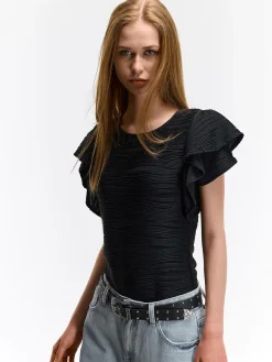 GATE Strukturyzowany top z falbanami| Koszulki I Topy·Topy