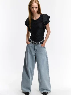 GATE Strukturyzowany top z falbanami| Koszulki I Topy·Topy