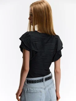 GATE Strukturyzowany top z falbanami| Koszulki I Topy·Topy