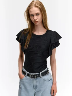 GATE Strukturyzowany top z falbanami| Koszulki I Topy·Topy