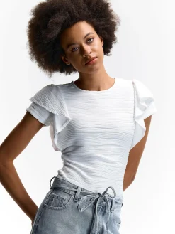 GATE Strukturyzowany top z falbanami| Koszulki I Topy·Topy