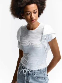 GATE Strukturyzowany top z falbanami| Koszulki I Topy·Topy