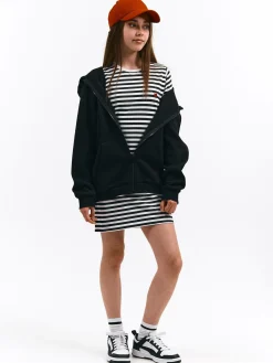 GATE Sukienka bawełniana w paski z serduszkiem|Dzieci Dziewczynki·Sukienki