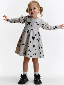 GATE Sukienka dresowa z nadrukiem i falbankami|Dzieci Dziewczynki·Sukienki