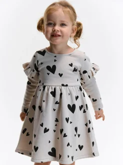 GATE Sukienka dresowa z nadrukiem i falbankami|Dzieci Dziewczynki·Sukienki