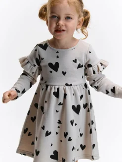 GATE Sukienka dresowa z nadrukiem i falbankami|Dzieci Dziewczynki·Sukienki
