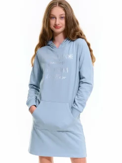 GATE Sukienka dresowa ze srebrnym napisem dla dziewczynki|Dzieci Dziewczynki·Sukienki