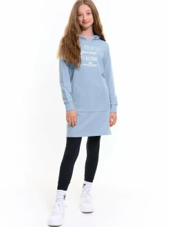 GATE Sukienka dresowa ze srebrnym napisem dla dziewczynki|Dzieci Dziewczynki·Sukienki