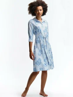 GATE Sukienka midi w paski z kwiatowym nadrukiem| Kategorie·Sukienki