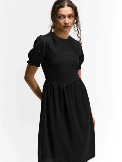 GATE Sukienka midi z balonowymi rękawami| Kategorie·Sukienki