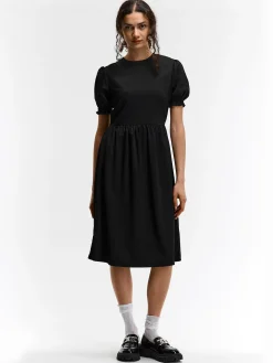 GATE Sukienka midi z balonowymi rękawami| Kategorie·Sukienki