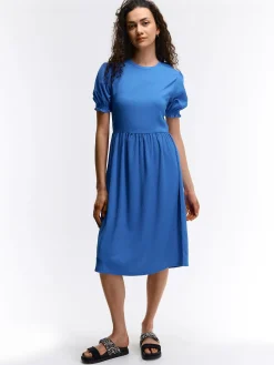 GATE Sukienka midi z balonowymi rękawami| Kategorie·Sukienki