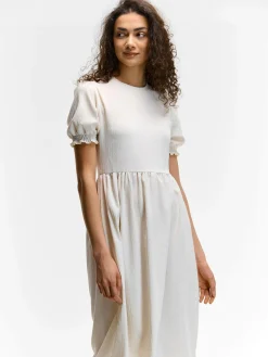 GATE Sukienka midi z balonowymi rękawami| Kategorie·Sukienki