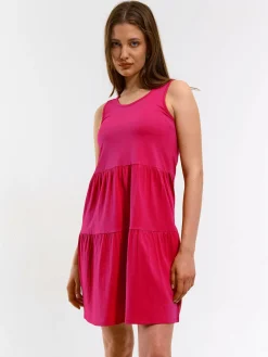 GATE Sukienka mini bez rękawów, marszczona| Kategorie·Sukienki