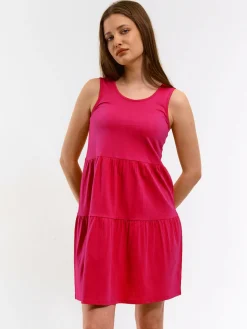 GATE Sukienka mini bez rękawów, marszczona| Kategorie·Sukienki