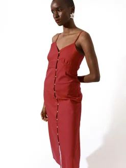 GATE Sukienka na ramiączkach z domieszką lnu| Kategorie·Sukienki