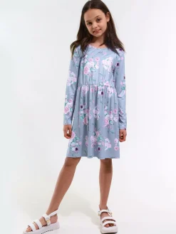 GATE Sukienka w kwiaty wykonana z miękkiej dzianiny|Dzieci Dziewczynki·Sukienki