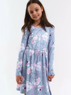 GATE Sukienka w kwiaty wykonana z miękkiej dzianiny|Dzieci Dziewczynki·Sukienki