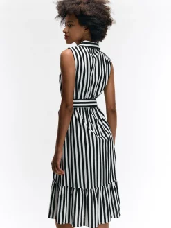 GATE Sukienka w paski z domieszką lnu| Kategorie·Sukienki