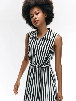 GATE Sukienka w paski z domieszką lnu| Kategorie·Sukienki