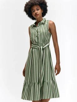 GATE Sukienka w paski z domieszką lnu| Kategorie·Sukienki