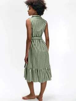 GATE Sukienka w paski z domieszką lnu| Kategorie·Sukienki