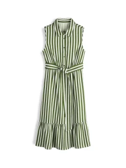 GATE Sukienka w paski z domieszką lnu| Kategorie·Sukienki