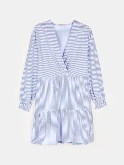 GATE Sukienka w paski z falbanami i długimi rękawami| Kategorie·Sukienki