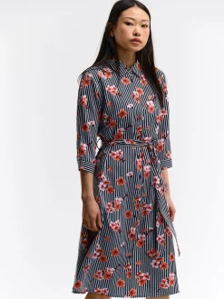 GATE Sukienka w paski z kwiatowym nadrukiem| Kategorie·Sukienki