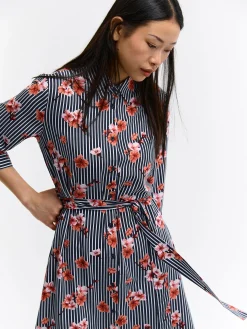 GATE Sukienka w paski z kwiatowym nadrukiem| Kategorie·Sukienki