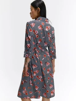 GATE Sukienka w paski z kwiatowym nadrukiem| Kategorie·Sukienki