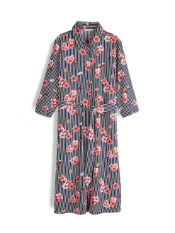 GATE Sukienka w paski z kwiatowym nadrukiem| Kategorie·Sukienki