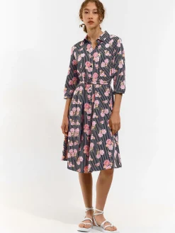 GATE Sukienka w paski z kwiatowym nadrukiem| Kategorie·Sukienki