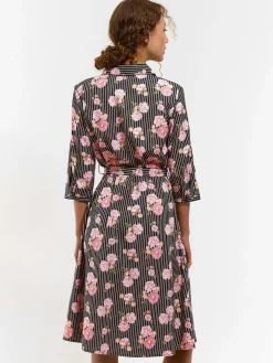 GATE Sukienka w paski z kwiatowym nadrukiem| Kategorie·Sukienki