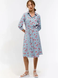 GATE Sukienka w paski z kwiatowym nadrukiem| Kategorie·Sukienki