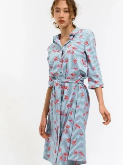 GATE Sukienka w paski z kwiatowym nadrukiem| Kategorie·Sukienki