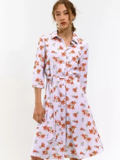 GATE Sukienka w paski z kwiatowym nadrukiem| Kategorie·Sukienki