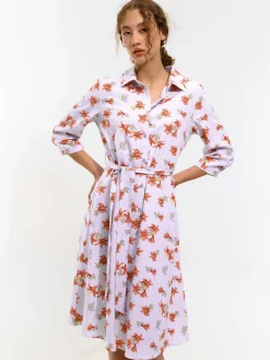 GATE Sukienka w paski z kwiatowym nadrukiem| Kategorie·Sukienki