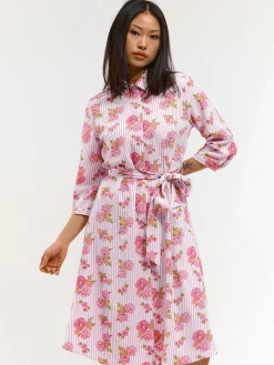 GATE Sukienka w paski z kwiatowym nadrukiem| Kategorie·Sukienki