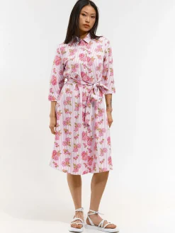 GATE Sukienka w paski z kwiatowym nadrukiem| Kategorie·Sukienki