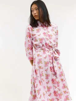 GATE Sukienka w paski z kwiatowym nadrukiem| Kategorie·Sukienki