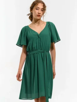 GATE Sukienka z marszczonymi rękawami| Kategorie·Sukienki