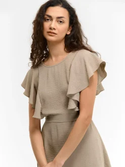 GATE Sukienka z marszczonymi rękawami| Kategorie·Sukienki