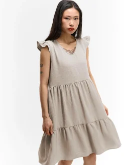 GATE Sukienka z marszczonymi rękawami| Kategorie·Sukienki