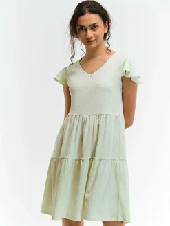 GATE Sukienka z marszczonymi rękawami| Kategorie·Sukienki