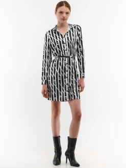 GATE Sukienka z nadrukiem i paskiem| Kategorie·Sukienki