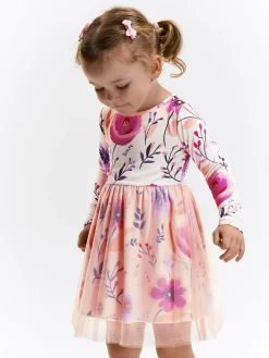 GATE Sukienka z nadrukiem i tiulową spódnicą|Dzieci Dziewczynki·Sukienki