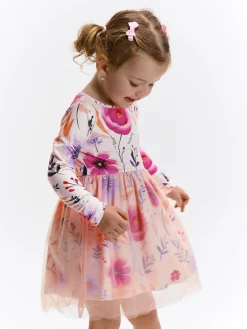 GATE Sukienka z nadrukiem i tiulową spódnicą|Dzieci Dziewczynki·Sukienki