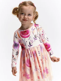 GATE Sukienka z nadrukiem i tiulową spódnicą|Dzieci Dziewczynki·Sukienki